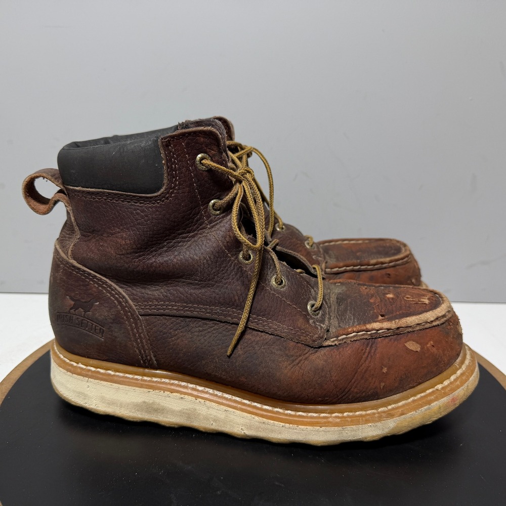 Irish Setter 83606 Ely Work Boots Men Size 9 E2 Wide Moc‎ Toe Leather Utility